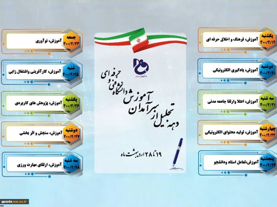 اینفوگرافی روزهای دهه تجلیل از سرآمدان آموزش دانشگاه فنی و حرفه ای  2