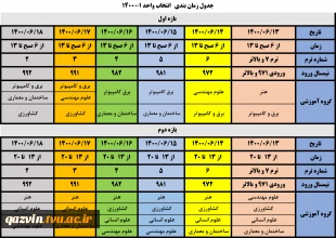 تغییر زمان انتخاب واحد و شروع ترم نیمسال اول 1400 2