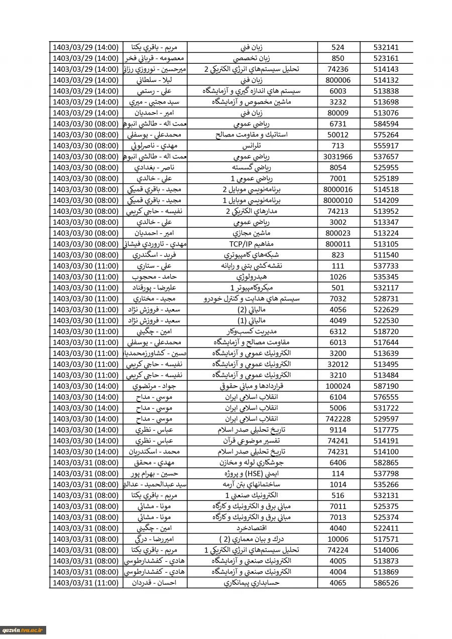 شیوه نامه برگزاری ، غیبت و برنامه امتحانات 022 در آزمون های پایان ترم  دانشگاه فنی و حرفه ای پسران قزوین 4