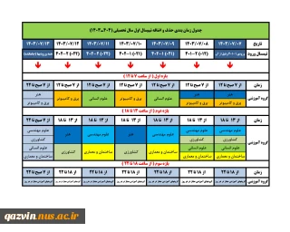 جدول زمان‌بندی حذف و اضافه ترم ۰۳۱